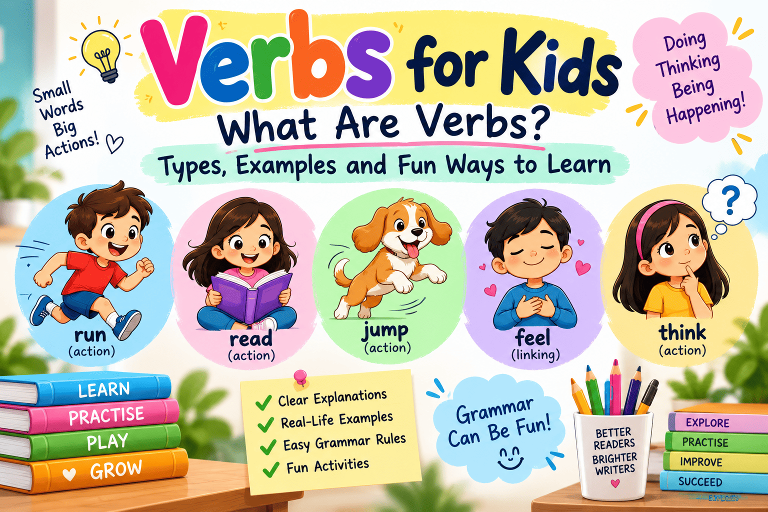Verbs for Kids: What Are Verbs? Types, Examples and Fun Ways to Learn 2 Verbs for Kids What Are Verbs Types, Examples and Fun Ways to Learn